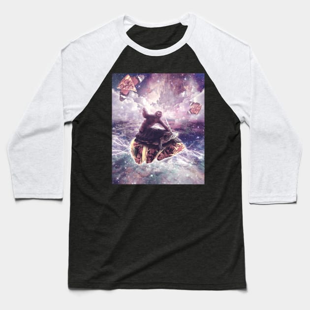 Space Sloth Riding Turtle Unicorn - Pizza & Taco Baseball T-Shirt by Random Galaxy